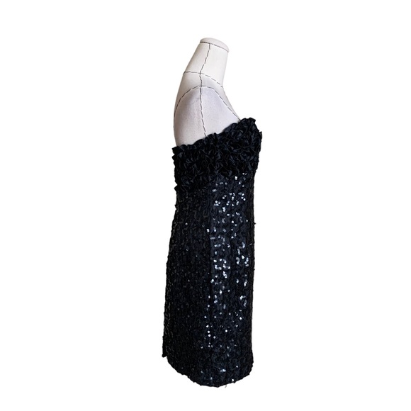 JESSICA MCCLINTOCK GUNNE SAX Vintage 80s 90s Sequin Ruffle Strapless Mini Dress - Picture 4 of 12